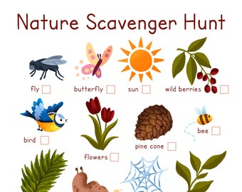 Nature Scavenger Hunt - Activity Sheet - Woodland - Autumn - Printable - Download