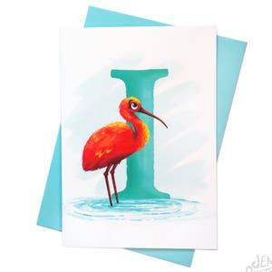 Ilustrado - Alfabeto - Cartão de felicitações - I is for Ibis
