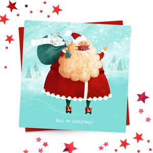Pandémie Noël - Lockdown Humour - Masque facial Père Noël - Illustré - Carte de Noël