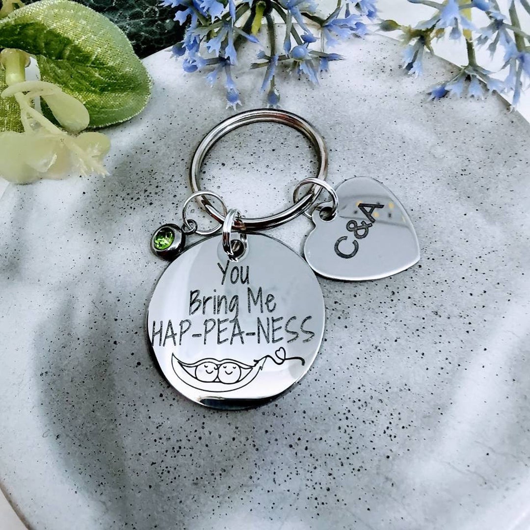 Pea Pod Keyring Two Peas in A Pod You Bring Me Happeaness Etsy