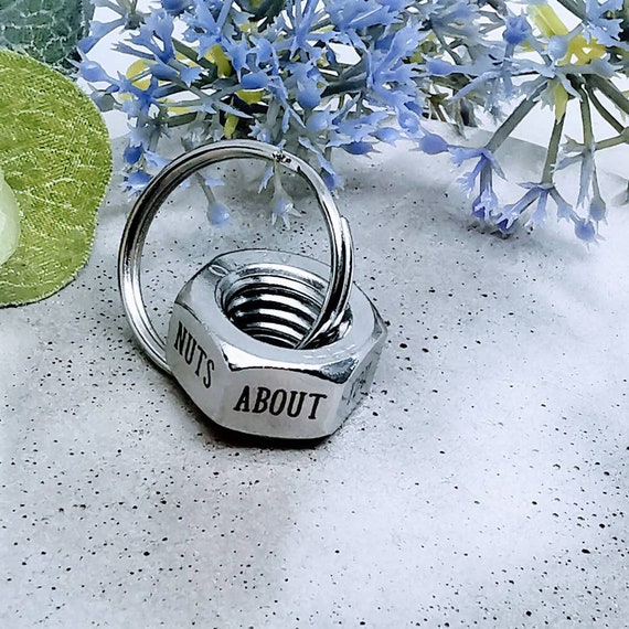 Nuts About You Gift for Him First Valentines Day Anniversary Keyring Personalised Keychain Valentines Gift From Her Gift for Husband Etsy UK