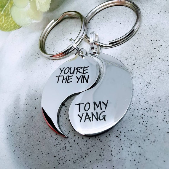 2pcs Set Yin Yang Taiji Key Keychain Keyring Valentine's Day Couples Friend Gift