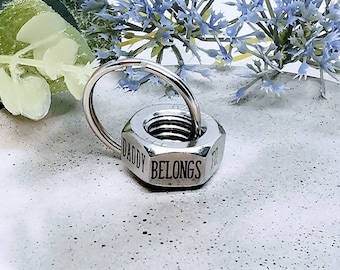 Dad keyring, bolt and nut keychain, custom nut gift, shed key, man cave gift, daddy gift, gift for grandad, fathers day gift, gift from kids