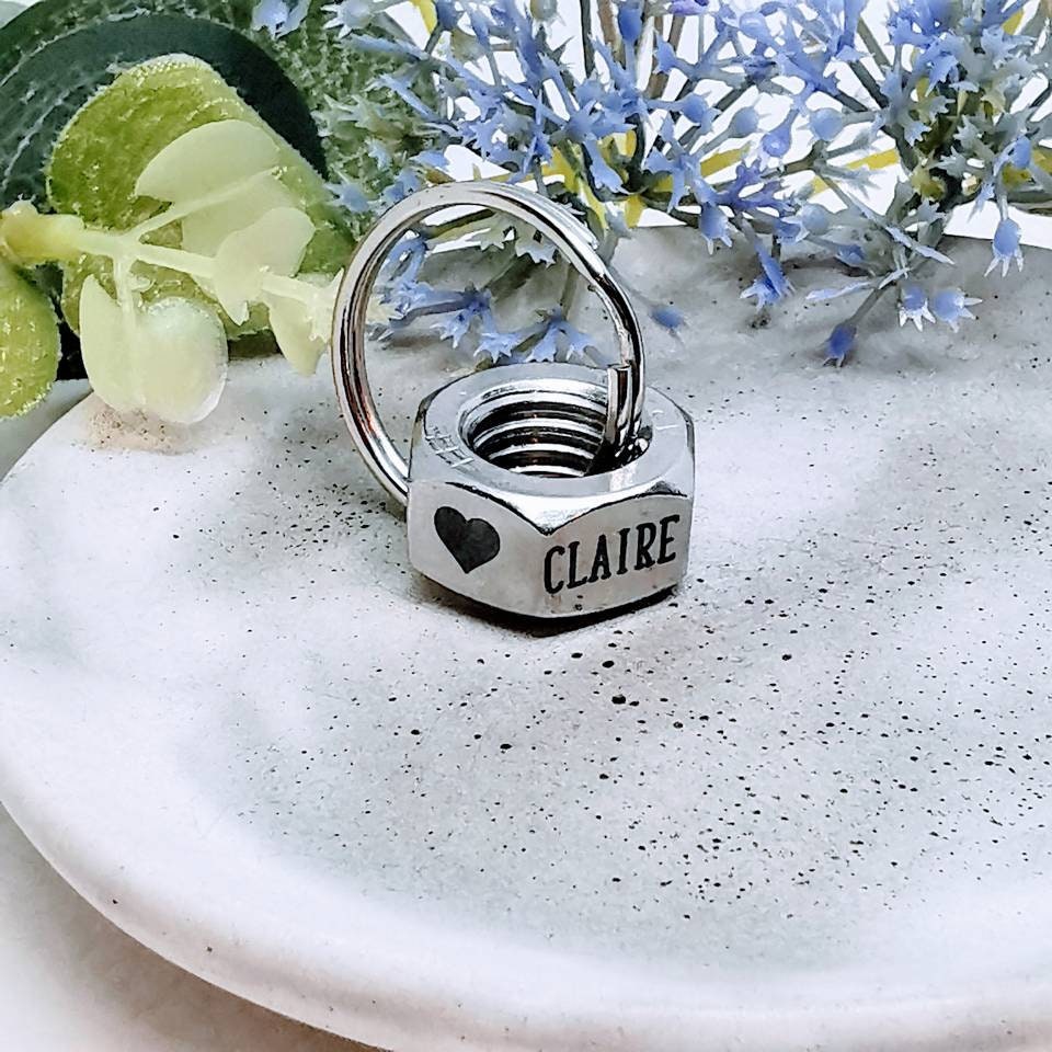 Dad keyring bolt and nut keychain custom nut gift shed key Etsy