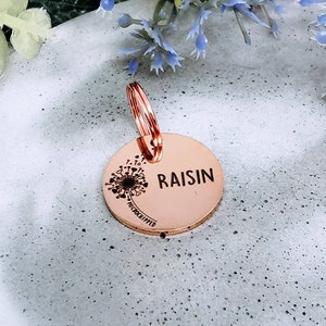 Rose Gold Dog ID tag, 20mm small cat collar tag, 2cm Pet ID Tag, stainless steel engraved collar address tag, personalised pet name disc