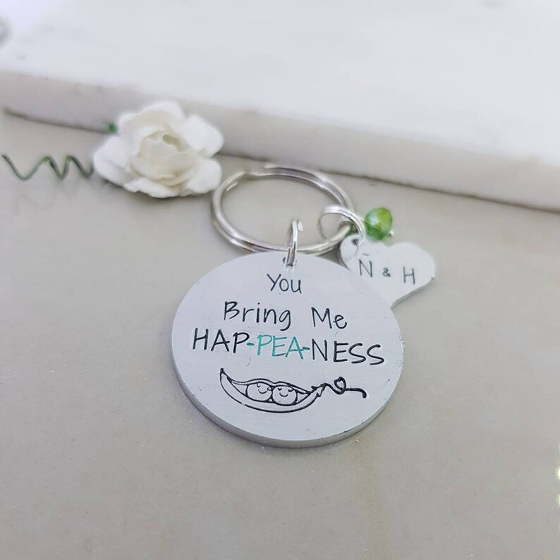 Pea Pod Keyring Two Peas In A Pod you bring me happeaness Etsy