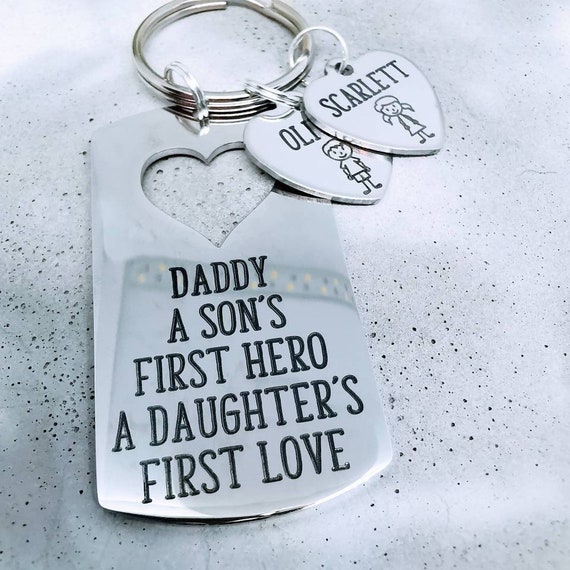 Daddy A Son's First Hero Keychain for Daddy Christmas Gift from