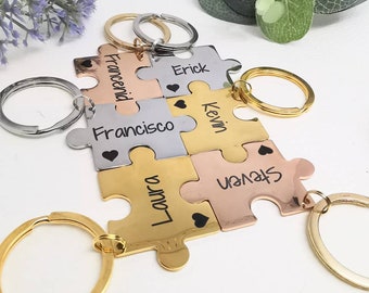 6 piece keychains, best friends gift, mothers day gift, six puzzle keyrings, siblings mum gift, mother and daughter gift, jigsaw Rose gold