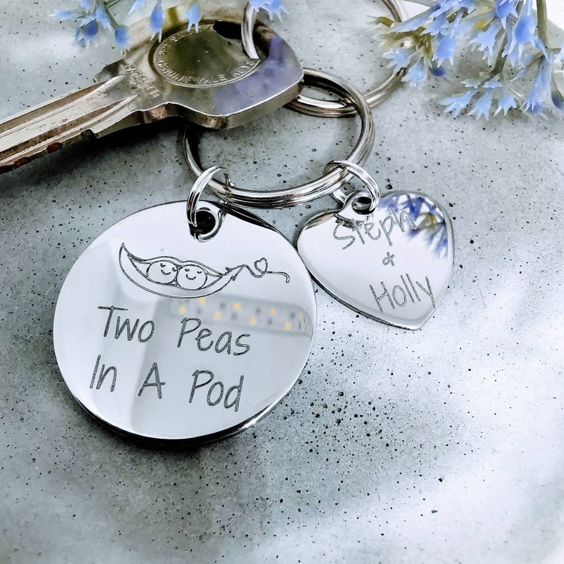 Pea Pod Keyring Two Peas In A Pod Peapod Key Chain Twin Etsy