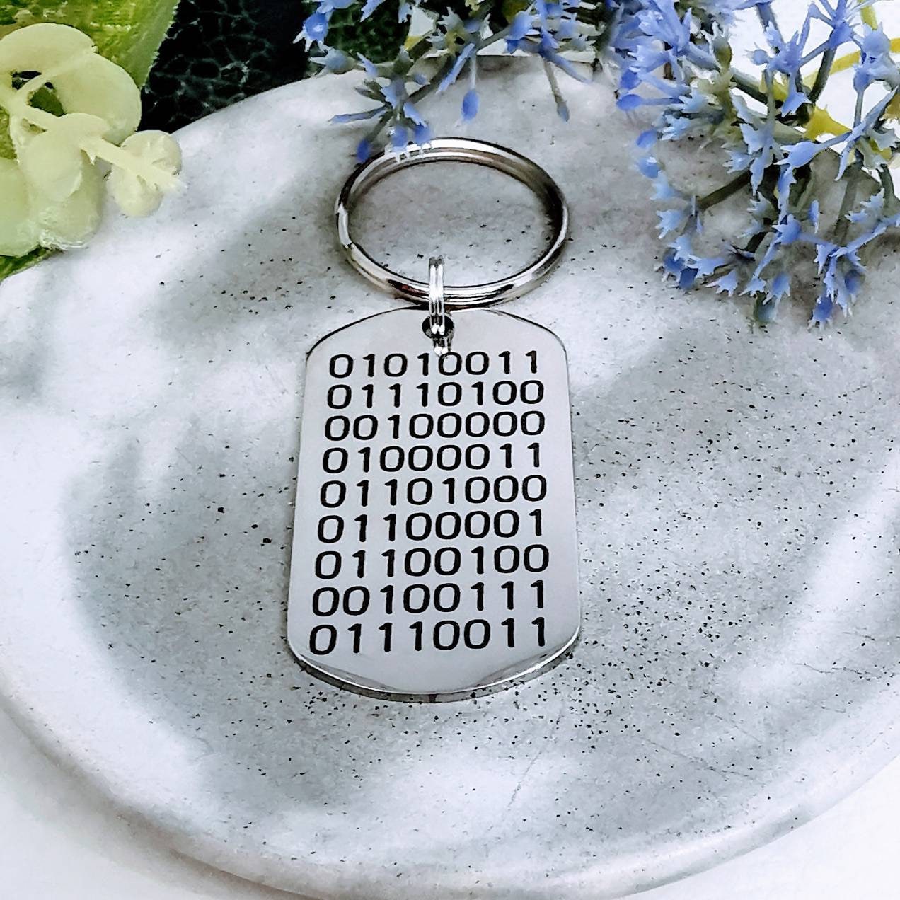 Binary Code Key Chain Keyring Love in Binary Geek Present Nerd - Etsy UK