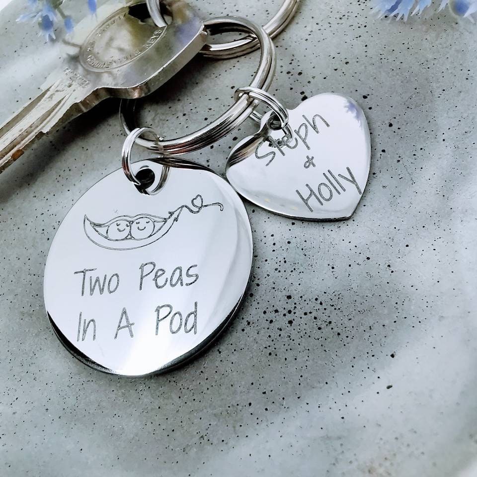Pea Pod Keyring Two Peas In A Pod Peapod Key Chain Twin Etsy