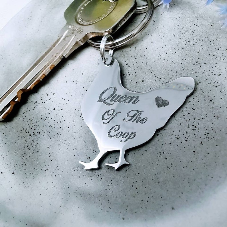 Chicken keychain queen of the coop hen keychain custom Etsy