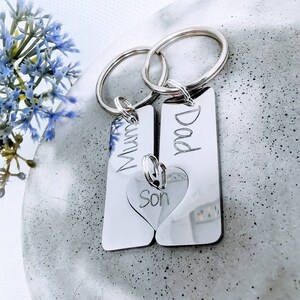 Family keyring set, Daddy's Girl Mummy's World Set, three piece puzzle keychain, adoption gift set, remember keepsake, family jigsaw gift image 6