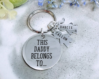 Daddy Keyring, Fathers day gift, This Daddy Belongs to, Family Tree Gift, World's Greatest Dad, Grandad Keychain, Papa Gift, New Grandparent