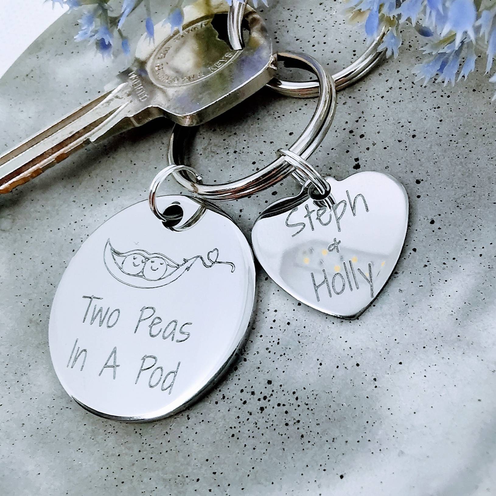 Pea Pod Keyring Two Peas In A Pod Peapod Key Chain Twin Etsy