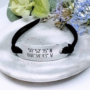 Couple coordinate bracelets, location gps co-ordinate gift set, longitude latitude bracelet, wedding anniversary gift for husband wife 10 image 4