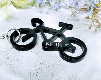 Bike bottle opener, beer opener, bmx keychain, mountain bike keyring, 18th birthday gift, 21st gift, outdoor pocket opener, teenager idea