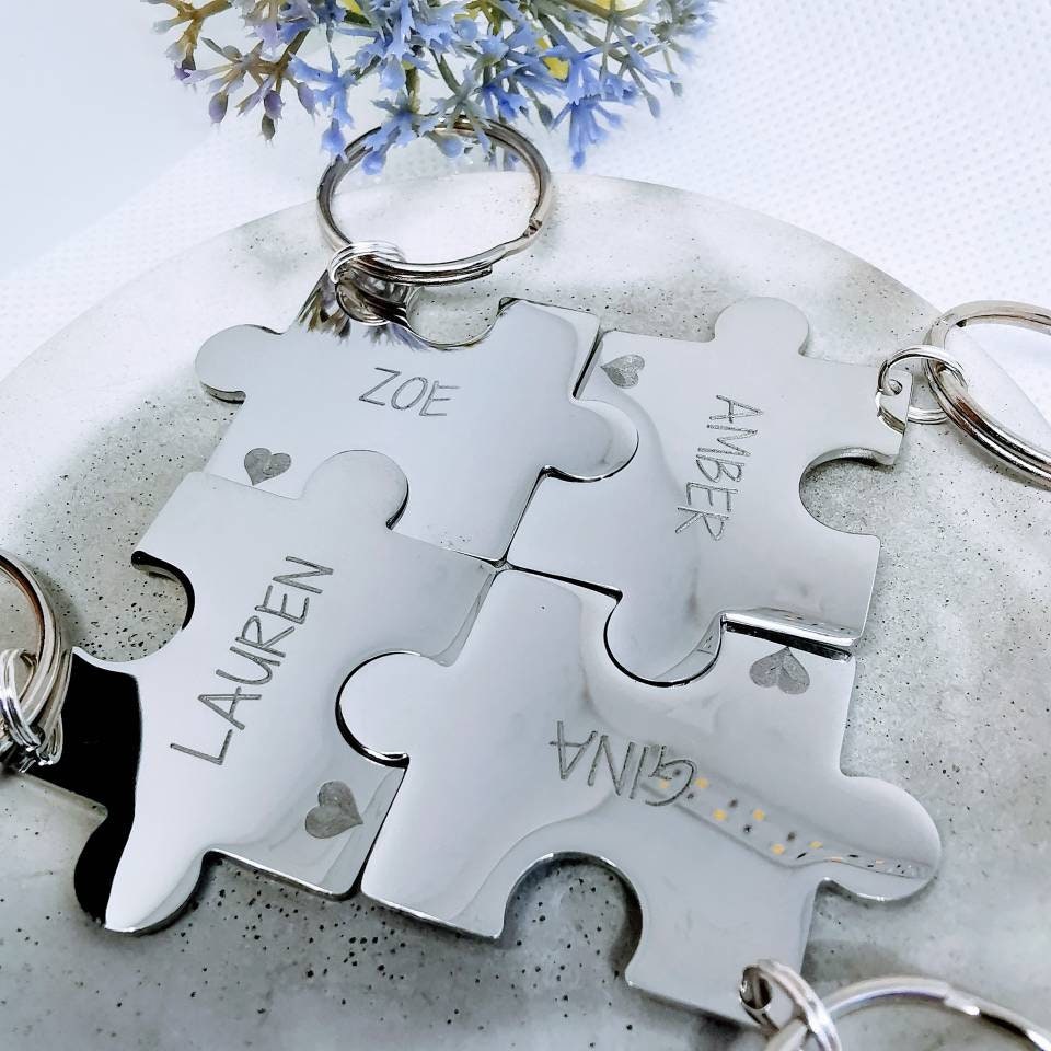 Family Jigsaw Keychain Set Interlocking Puzzle Gift Set of 4 Etsy
