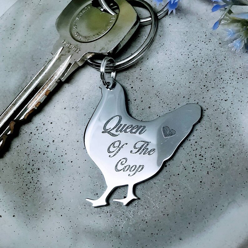 Chicken keychain queen of the coop hen keychain custom Etsy