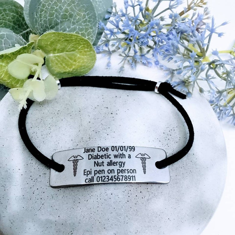 Medical ID Bracelet Epilepsy Bracelet Custom Medical Tag Etsy