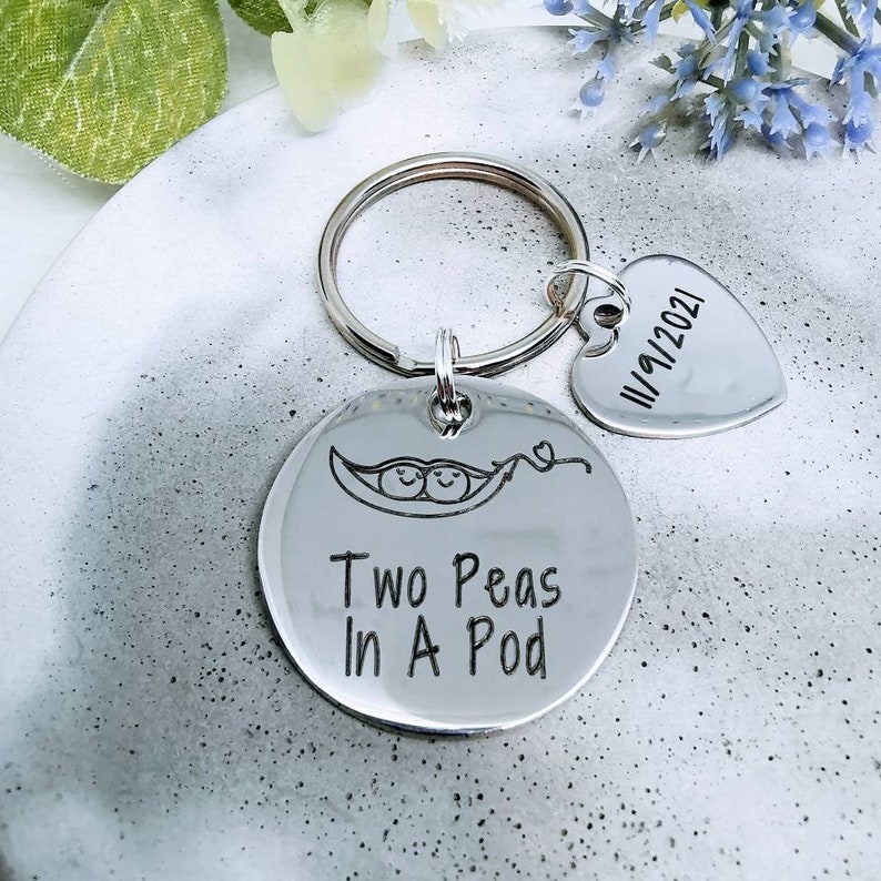 Pea Pod Keyring Two Peas in A Pod Peapod Key Chain Twin Etsy