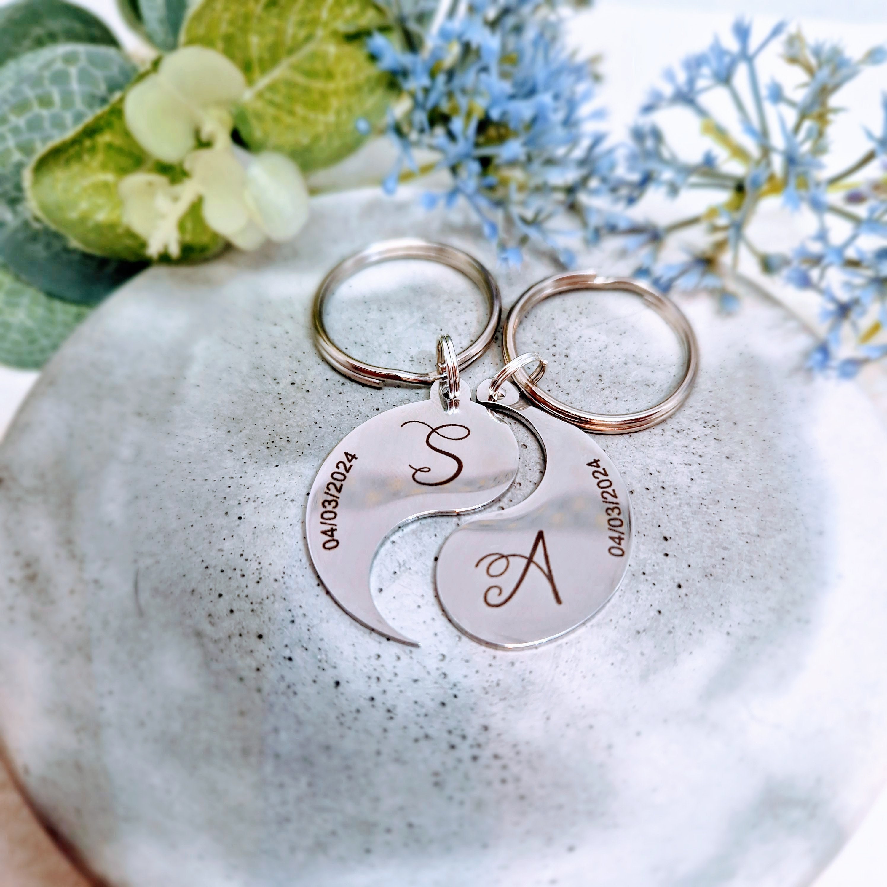 Two Piece Keyring Set, Matching Keychains, First Valentines Day Gift ...