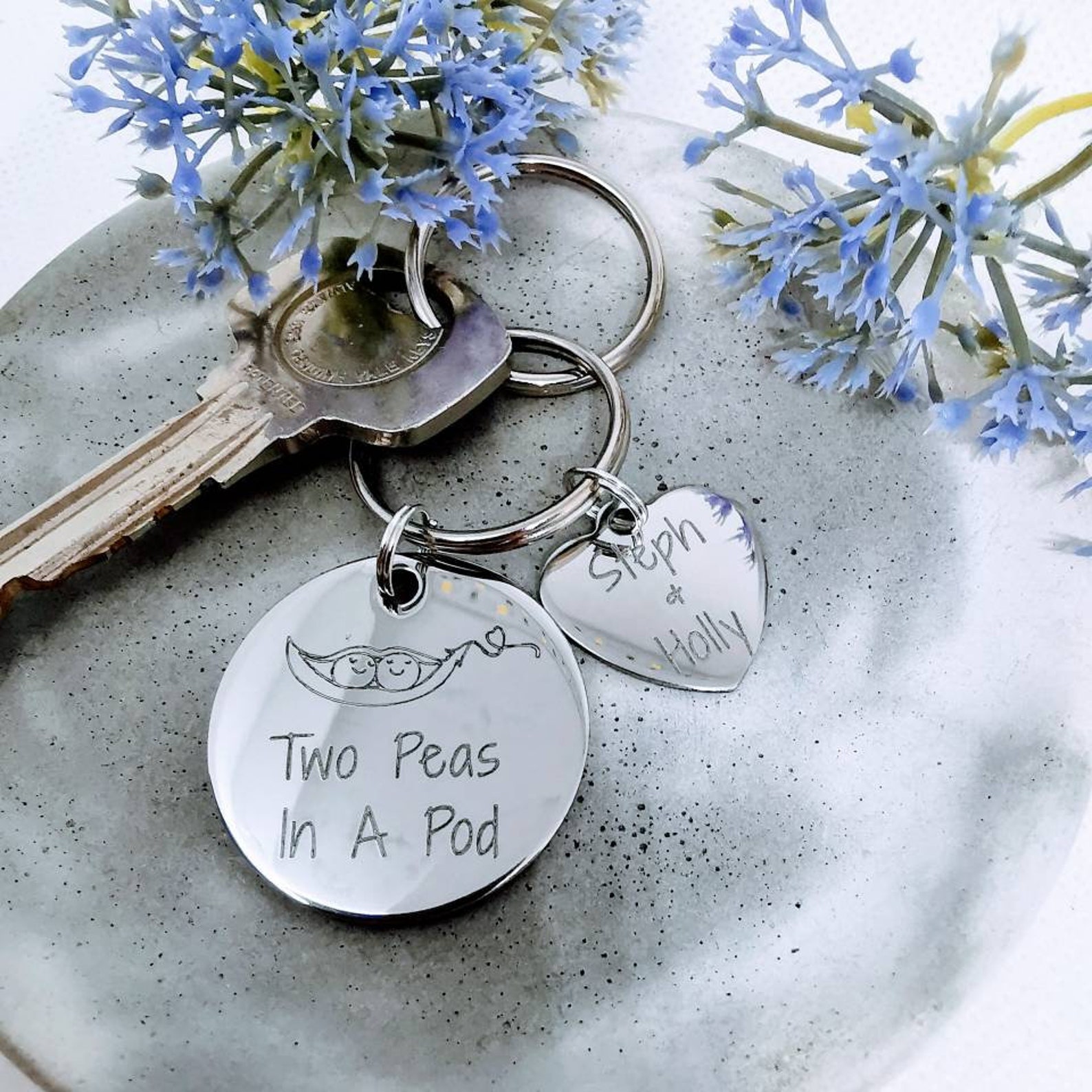 Pea Pod Keyring Two Peas In A Pod Peapod Key Chain Twin Etsy
