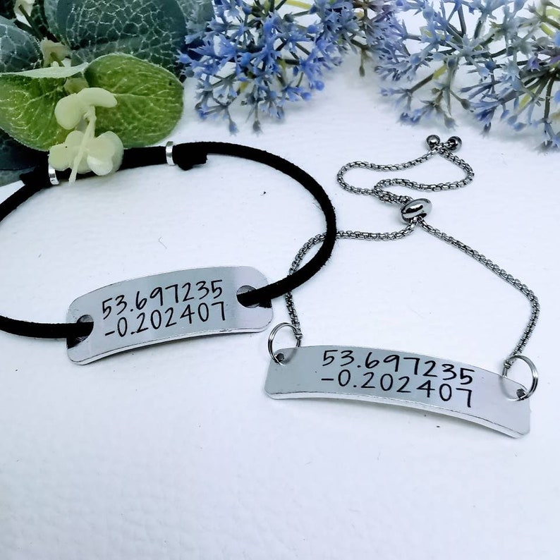 Couple coordinate bracelets, location gps co-ordinate gift set, longitude latitude bracelet, wedding anniversary gift for husband wife 10 image 7