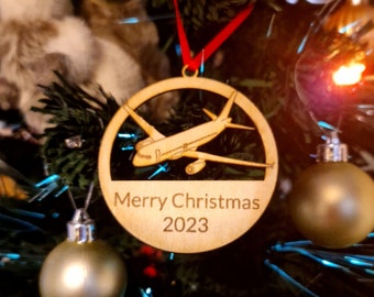 Airplane Christmas decoration, airbus a320, aeroplane ornament, aviation lover gift, wooden tree decoration, select your own model of plane