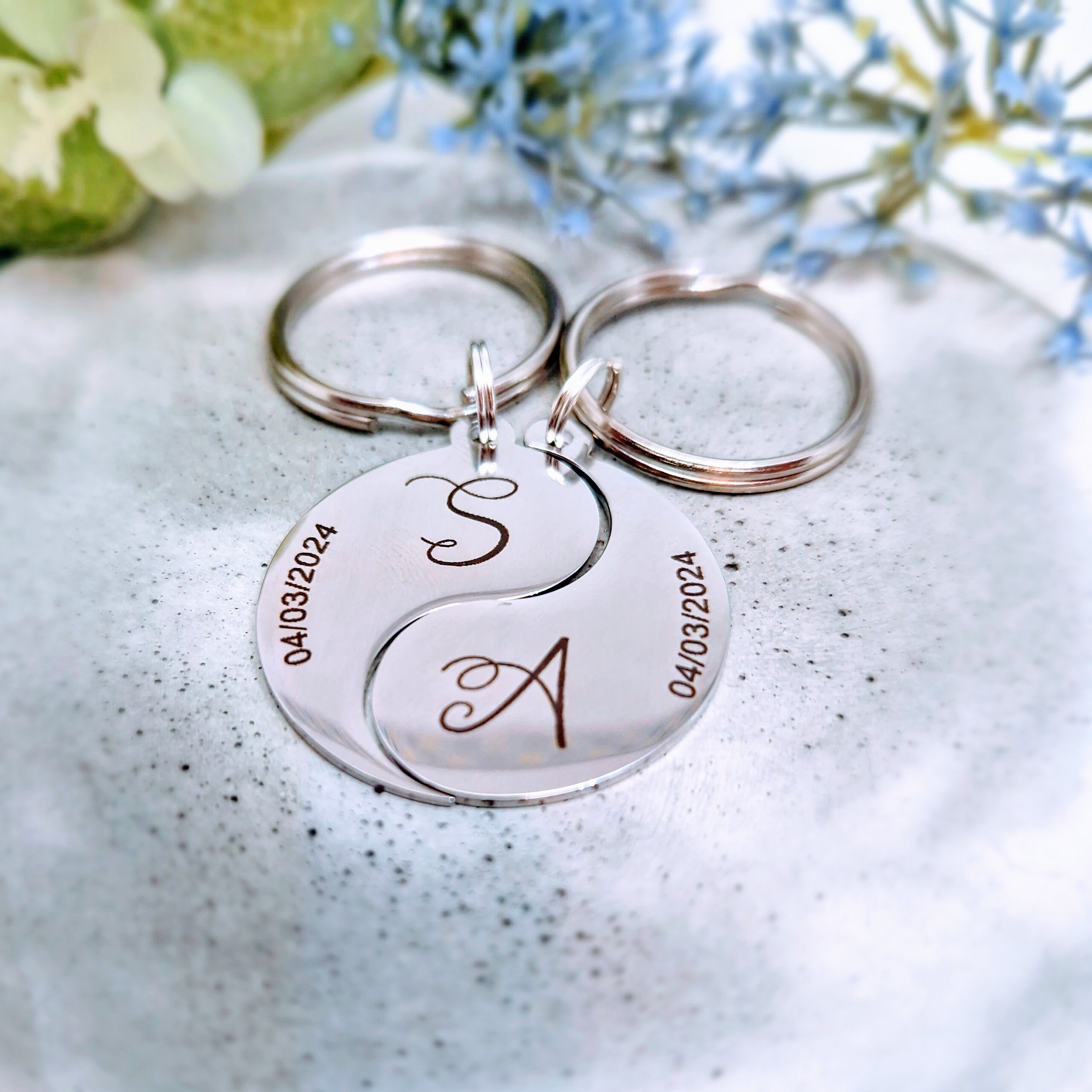 2 Pack Key Rings Two Piece Keyring Set, Matching Keychains, First Valentines Day Gift ...