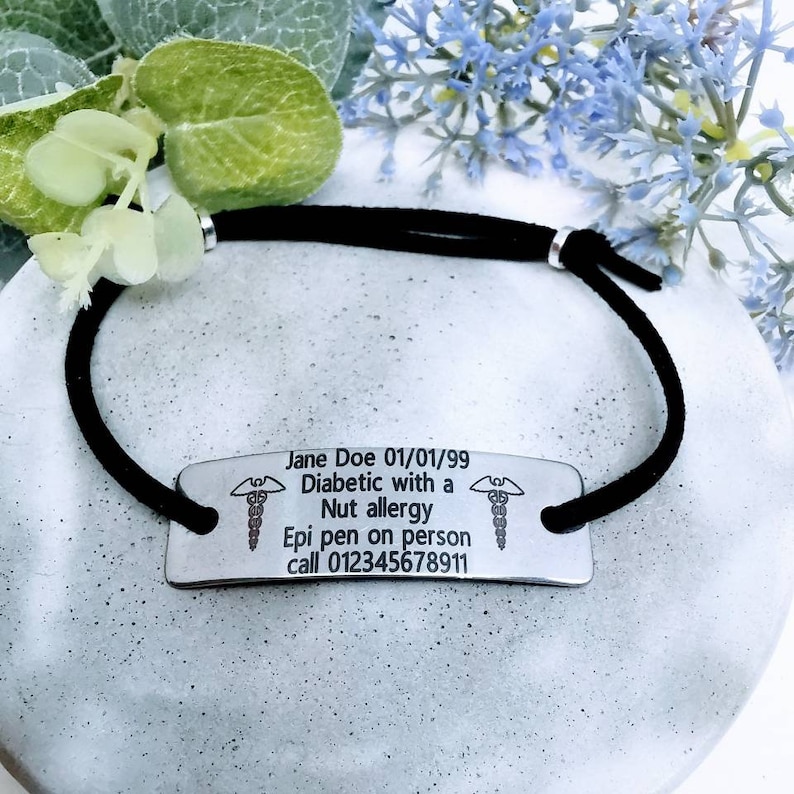 Medical ID Bracelet Epilepsy Bracelet Custom Medical Tag Etsy