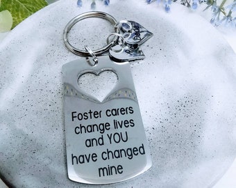 Adoption keyring, Foster carers keychain, step mum gift, mothers day gift, no bump, thank you for loving me as your own, you changed my life