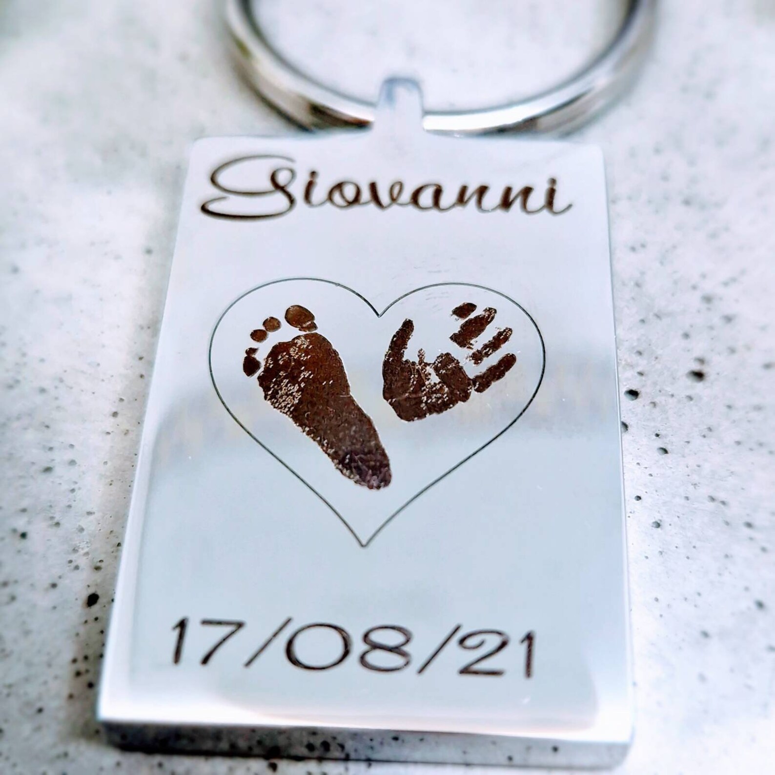 Baby Footprint Keychain Engraved Keepsake Ornament Etsy UK