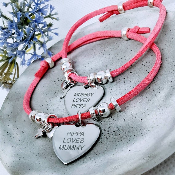 Bracciale Regalo Per Mamma In Acciaio Inossidabile Con Ciondolo Cuore Rosso - Regolabile, Per Festa Della Mamma O Compleanno