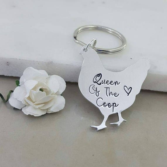 Chicken keychain queen of the coop hen keychain custom Etsy