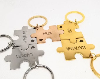 5 piece keychains, best friends gift, mothers day gift, five puzzle keyrings, siblings mum gift, mother and daughter gift, jigsaw Rose gold