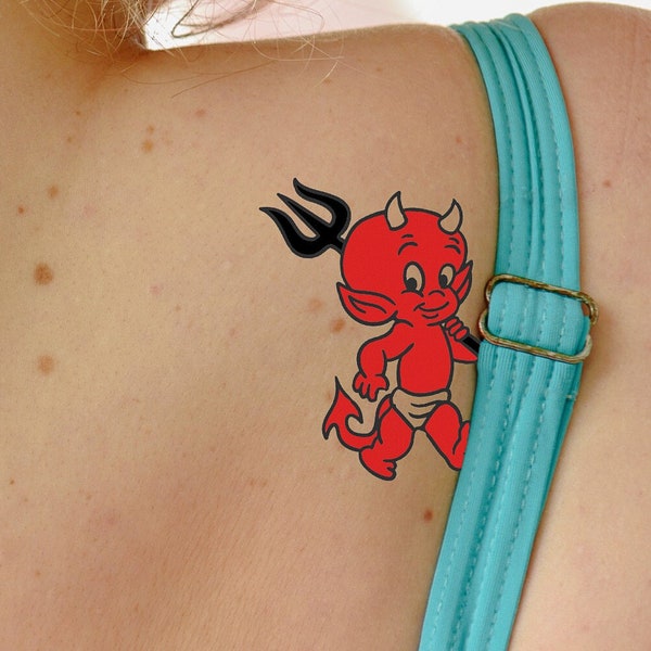 Tatouage temporaire petit diable rouge corné (ensemble de 2)