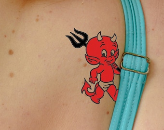 Horny Red Little Devil Temporary Tattoo (Set of 2)