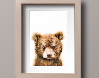 Printable Watercolour Baby Bear Nursery Animal Prints, Nursery Wall Art Decor, Digital Download,INSTANT DOWNLOAD