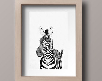 Acuarela imprimible Zebra Nursery Animal Prints, Nursery Wall Art Decor,Descarga digital,DESCARGA INSTANTÁNEA