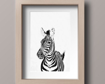 Printable Watercolour Zebra Nursery Animal Prints, Nursery Wall Art Decor,Digital Download,INSTANT DOWNLOAD