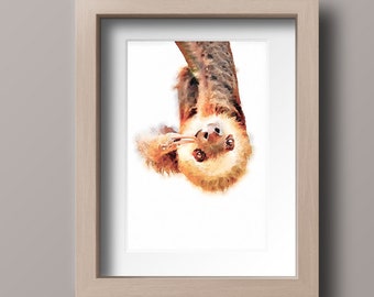 Acuarela imprimible Baby Sloth Nursery Animal Prints, Nursery Wall Art Decor, Descarga digital,DESCARGA INSTANTÁNEA