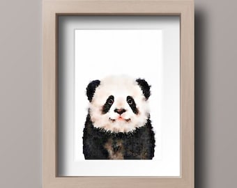 Printable Watercolour Baby Panda Nursery Animal Prints, Nursery Wall Art Decor, Digital Download,INSTANT DOWNLOAD