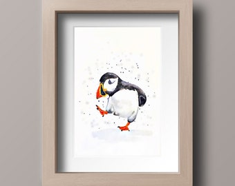 Printable Watercolour Puffin Nursery Bird Prints, Nursery Wall Art Decor,  Digital Download,INSTANT DOWNLOAD