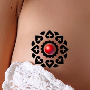 Mandala around Nipple / Belly Button (Set of 3) Temporary Tattoo