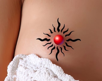 Tatuaje temporal de llamas alrededor del pezón/ombligo (juego de 3)