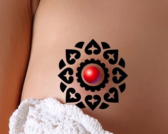 Mandala around Nipple / Belly Button (Set of 3) Temporary Tattoo