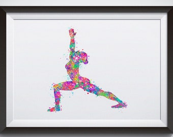 Yoga Warrior 1 Pose,Yoga Printable Wall Art, Virabhadrasana 1 pose, Yoga Print, Yoga Watercolor, Yoga Studio, Yoga Decor, Yoga Wall Decor