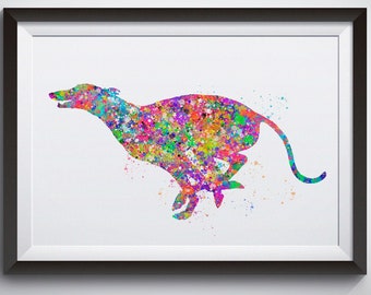 Imprimible Greyhound Running Wall Art Acuarela Imprimir Regalo Mascota Perro Amor Cachorro Amigo Perrolover Dogart Póster Arte del Perro