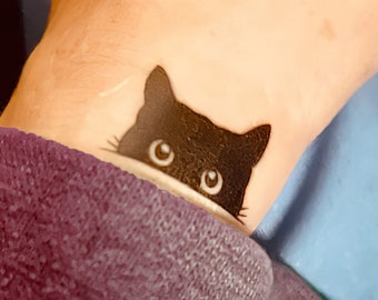 Schwarze Katze temporäres Tattoo (6er Set)